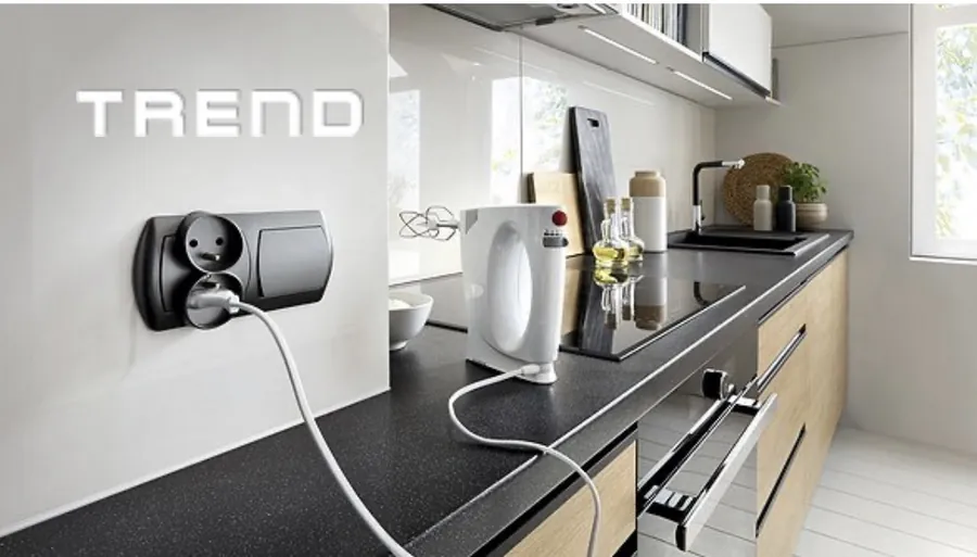 Karlik Trend collection — kitchen sockets switches dark modern